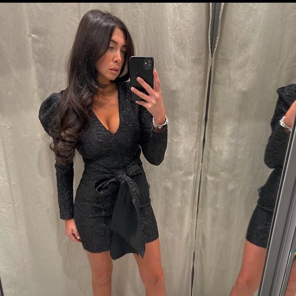 ZARA TEXTURED DRESS WITH BOW - Picture 3 of 3